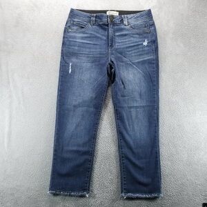 Democracy Jeans Womens 12 Blue Straight High Rise Stretch Ab Technology Denim